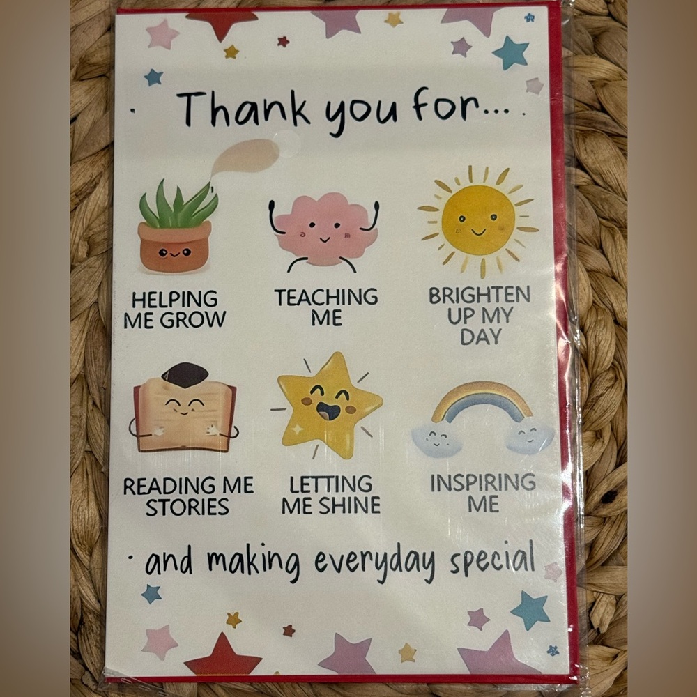 Kids Thank You Card with Cute Illustrations x 2